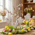 Hængende dekoration metal dekoration hjerter og blomster hvid 10cm 4 stk | Floristik24.dk