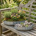 Blomsterskål metal zink bakke antik sæt med 2 L45cm/59cm | Floristik24.dk