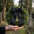Sort kransbånd 125mm 25m - Elegant sørgebånd til blomsterdekoration og dekoration, acetatbånd | Floristik24.dk