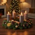 Ensfarvede kobbermetalliske bloklys, 60x100 mm, sæt med 4 - Adventskrans juledekoration | Floristik24.dk