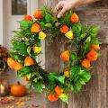 Kunstig Physalis-krans, orange og grøn, Ø28 cm, efterårsdekoration | Floristik24.dk