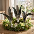 Plume på metalfjeder Forårsdekoration Ægte fjer 25cm 5stk | Floristik24.dk