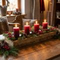 Borddekoration adventslysestage lysbakke træ L48cm | Floristik24.dk