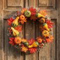 Efterårskrans, dørkrans, Ø30 cm, hvid, vinrankedekorationskrans | Floristik24.dk