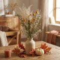 Kunstige blomster Craspedia dekorativ buket Eukalyptus Fjergræs 55cm | Floristik24.dk