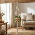 Makramé Hængende Dekoration Boho Style Ø12cm H79cm Creme - Hængende Plantepotte Vægdekoration | Floristik24.dk