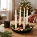 Metal kageformet lysestage – Sort, Ø 24 cm – Elegant borddekoration til 4 lys – 2 stk. | Floristik24.dk