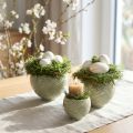 Keramiske skåle i grønt spiraldesign Ø9cm H7cm 4stk | Floristik24.dk