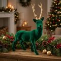 Deco hjort stående grøn guld juledekoration figur 40cm | Floristik24.dk