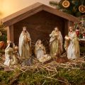 Nativity figurer sæt 8 figurer cremeguld håndmalet 6-12,5cm | Floristik24.dk