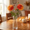 Kunstige Dahlia Dekorative Blomster Orange Rød Ø10 L80cm 2stk | Floristik24.dk