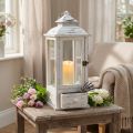 Dekorativ lanterne vintage med skuffe hvid 20×20cm H51cm | Floristik24.dk