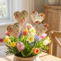 Blomsterstik hjerte dekorativt stik hjerte blomster 8×1,5×8cm 4 stk | Floristik24.dk