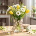 Gavebånd blomster brun hvidt pyntebånd 15mm 15m | Floristik24.dk