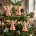 Englepapir julepynt abrikos guld 12 cm sæt med 4 | Floristik24.dk