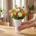 Vase “Fizzy” Ø16cm H27cm hvid, 1 stk | Floristik24.dk