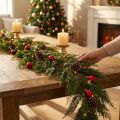 Grøn Thuja-gran-guirlande med frugt, dekorativ ophængning, juledekoration, festlig kunstig guirlande, 175 cm lang | Floristik24.dk