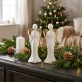 Englefigurer keramisk engel hvidguld 6cmx5cmx15cm 2stk | Floristik24.dk