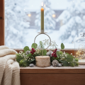 Lysestage med birketræsfod og metalring, 20 cm | Floristik24.dk