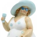 Floristik24 Dame med hat, havpynt, sommer, badefigur blå/hvid H27cm
