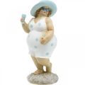 Floristik24 Dame med hat, havpynt, sommer, badefigur blå/hvid H27cm
