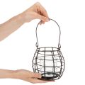 Havelanterne, sort metal med vindlys, Ø14 cm H12,5 cm | Floristik24.dk