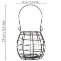 Havelanterne, sort metal med vindlys, Ø14 cm H12,5 cm | Floristik24.dk