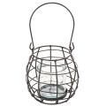 Havelanterne, sort metal med vindlys, Ø14 cm H12,5 cm | Floristik24.dk