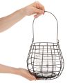 Havelanterne med glaslysestage, sort, Ø20 cm, H18,5 cm | Floristik24.dk