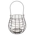 Havelanterne med glaslysestage, sort, Ø20 cm, H18,5 cm | Floristik24.dk