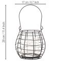 Havelanterne med hank, sort, glaslysestage, Ø17 cm, H15 cm | Floristik24.dk