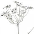 Floristik24 Havestiksblomst, havedekoration, plantestik lavet af metal shabby chic hvid, sølv L52cm Ø10cm 2stk
