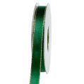Floristik24 Gavebånd silkestof grøn med guldkant 15mm 25m