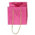 Floristik24 Gaveposer med hanke papir pink gul grøn tekstil look 10,5cm 12stk