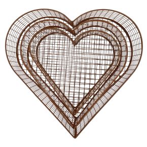 Floristik24 Planteskål metal hjerte mesh kurv rust 20/24,5/30 sæt af 3