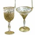 Floristik24 Dekorative hængende briller guld med glimmer 10 cm 4stk