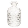 Floristik24 Glasflaske med diamantmønster, dekorativ flaske, vase, lille, 13 cm, 6 stk.
