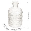 Glasflaske med diamantmønster, dekorativ flaske, vase, lille, 13 cm, 6 stk. | Floristik24.dk