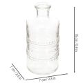 Glasflaske med mønster, cylindrisk, klar, dekorativ vase, 15 cm, 6 stk. | Floristik24.dk