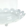 Floristik24 Glashætte med tallerken Ø15,5cm H17cm hvid