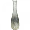 Floristik24 Blomstervase af glas, bordvase tofarvet ægte glas klar, sølv H30cm