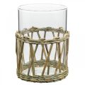Floristik24 Glas vase cylinder flettet græs bord dekoration glas Ø8cm H12cm