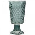 Floristik24 Lanterne med fod, skålglas, dekorativt glas grå Ø10cm H18,5cm