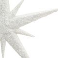 Floristik24 Glitterstjerne til at hænge hvid 13cm 12stk