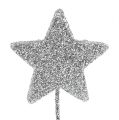 Floristik24 Glitter stjerne sølv 5cm på wire L22cm 48stk