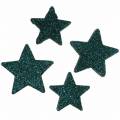 Floristik24 Glitterstjerner til at drysse smaragd 4 / 5cm assorteret 40stk