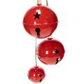 Floristik24 Røde metalklokker, sæt med 3, dekorative, 14/12/8 cm