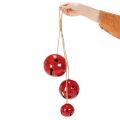 Røde metalklokker, sæt med 3, dekorative, 14/12/8 cm | Floristik24.dk