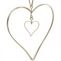 Dekorativt hjerte til ophængning, ophængning af dekoration metalhjerte gyldent 10,5 cm 6 stk