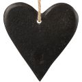 Floristik24 Hængende dekoration skiferhjerte dekorative hjerter sort 7cm 6stk